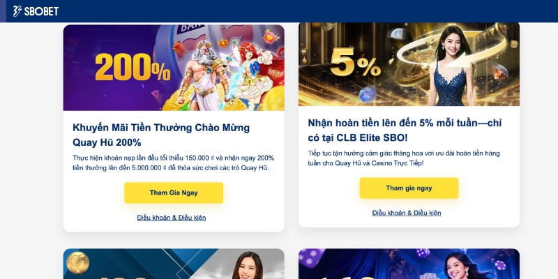 Tận hưởng các chương trình khuyến mãi tại Sbobet
